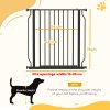 PawHut Dog Gate Wide Stair Gate w/ Door Pressure Fit Pets Barrier for Doorway, Hallway, 76H x 75-85W cm - Black