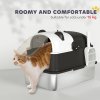 PawHut XL Stainless Steel Litter Box with Lid, Extra Large Enclosed Litter Tray with Scoop & 180 Flip Front Cover, Anti-Leakage, Non-Sticky, Non-Odour, Easy Cleaning, for Big Cats, Panda Style