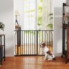 PawHut Dog Gate Wide Stair Gate w/ Door Pressure Fit Pets Barrier for Doorway, Hallway, 76H x 75-115W cm - Black