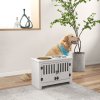 PawHut Raised Dog Bowls for Large Dogs, Pet Feeding Station, Doors with Latch, Storage Cabinet, Two Stainless Steel Bowls - White
