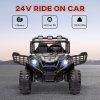 AIYAPLAY Kids Electric Ride on Car 2-Seater, 24V Truck UTV with Remote Control, Suspension System, LED Lights, Horn, Music, for 3-8 Years, Black