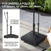 Outsunny Garden Parasol Base with Adjustable Wheels and Handle, Garden Sun Umbrella Base Parasol Stand, Filled Up to 55kg with Stand, 45kg with Water for 35, 38, 48 mm Poles, Black