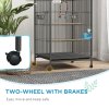 PawHut Bird Cage, Budgie Cage, Parrot Cage, with Rolling Stand, Stainless Steel Bowls, Swings, Removable Tray for Small Parrot, Budgie, Lovebird - Grey