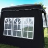 Outsunny 2.4 x 2.4m Pop Up Gazebo Canopy Tent with 2 Sidewalls and Carry Bag, Height Adjustable, UV50+ Party Tent Event Shelter for Garden, Patio, Black