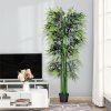 Outsunny 6ft Artificial Bamboo Tree Plant Greenery in A Pot for Home Office Planter 1.8M