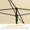 Outsunny 2 x 1.3m Garden Parasol Umbrella, Outdoor Market Table Umbrella with Ruffles & Aluminium Pole, Rectangular Tilting Parasol Sun Shade Canopy, Beige