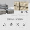 Outsunny 5 Piece Rattan Garden Furniture Set w/ 10cm Thick Cushions, Aluminium Frame Wicker Outdoor Balcony Sofa Set with Corner Armchairs, Ottomans, and Glass Top Table, Mixed Grey