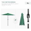 Outsunny 3(m) Garden Parasol Umbrellas, Outdoor Sun Shade with 8 Ribs, Tilt and Crank Handle for Balcony, Bench, Garden, Green