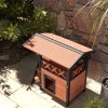 PawHut Outdoor Cat House Kitten Shelter Puppy Kennel with Balcony Stairs Asphalt Roof, 77 x 50 x 73 cm, Brown