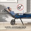 Outsunny Folding Sun Lounger with Wheels, 5-Position Adjustable Garden Chaise Lounge Sunbed with Armrests, Metal Frame Outdoor Portable Reclining Chair for Beach, Porch, Grey