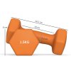 SPORTNOW Set of 2 Hex Dumbbells, Neoprene Weights Pair with Non-Slip Grip, Home Gym Fitness Training Equipment, 2 x 1.5kg, Orange