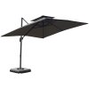 Outsunny 2.7 x 2.7(m) Cantilever Parasol with Aluminium Frame, Crank and Tilt, 360-Degree Rotation, Double Top Garden Umbrella with Base and Cover, Dark Grey