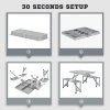 Outsunny Folding Picnic Table with 4 Seats and Umbrella Hole, Aluminium Frame Portable Camping Table Set for Patio, Porch, Garden, Grey