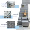 Outsunny 5 Pieces Rattan Garden Furniture Set, Wide & Deep Garden Sofa with Thickened Cushions, Outdoor Furniture Conservatory Set with Loveseats, Footstools and Glass Top Table for Patio, Grey