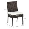 Outsunny 2 Pieces PE Rattan Garden Chairs with Cushion, Patio Wicker Dining Chairs with Backrest for Patio, Deck, Garden, Brown