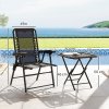 Outsunny 3 Pieces Garden Bistro Set, Folding Table and Chairs Set, Metal Garden Furniture Set with Cup Holders for Outdoor, Patio, Balcony, Black