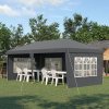 Outsunny 3 x 6m Garden Pop Up Gazebo, Height Adjustable Marquee Party Tent with Sidewalls, Storage Bag, Grey