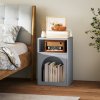 HOMCOM Bedside Table, Modern Bedside Cabinet with 2 Open Compartments and Unique Arch Design, Side Table for Living Room, Bedroom, Grey