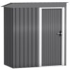 Outsunny 5 x 3ft Garden Storage Shed with Sliding Door and Sloped Roof, Lean to Outdoor Equipment Tool Shed for Garden, Light Grey