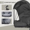 Outsunny Hanging Egg Chair with Cushion and Retractable Canopy, Swing Hammock Chair with Adjustable Metal Stand, for Indoor and Outdoor, Grey