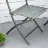 Outsunny 3 Pieces Folding Rattan Bistro Set, Garden Furniture Bistro Set with Folding Garden Table and Chairs, Wicker Balcony Furniture for Outdoor, Patio, Porch, Grey