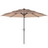 Outsunny 2.6 m Garden Parasol with Solar LED Lights, 3-Tier Patio Umbrella Outdoor with Tilt Mechanism & Crank Handle, UPF 30+, Table Umbrella for Market Terrace, Khaki