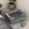 PawHut Dog Sofa Pet Couch Cat Chair with Removable Backrest, Soft Cushion, Washable Cover, for Small and Medium Sized Dogs, Grey