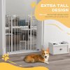 PawHut Extra Tall Dog Gate with Cat Flap, Pet Safety Gate for Doorways Stairs with Auto Close Double Locking, 104 cm Tall 74-101 cm Wide, White