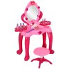 AIYAPLAY Kids Dressing Table with Mirror and Stool, Kids Vanity Table Make Up Pretend Play Toys with Light, Music, 15 Accessories, for Ages 3-6 Years, Pink