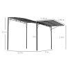 Outsunny 3 x 2.5m Patio Metal Gazebo Door Window Awning Wall Mount Canopy Outdoor Sunshade with Extended Shelter Charcoal Grey