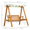 Outsunny 2 Seater Garden Swing Seat Wooden Swing Chair Outdoor Hammock Bench Furniture, Cream White