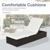 Outsunny PE Rattan Sun Lounger, Five-level Adjustable Recliner Bed Chair with Soft Padded Cushion for Patio, Garden, Mixed Brown