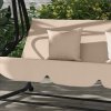 Outsunny 2-in-1 Garden Swing Seat Bed, 3 Seater Convertible Swing Chair Bench with Tilting Canopy, Cushioned Seat and 2 Pillows for Patio, Garden, Light Brown