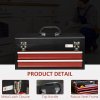DURHAND 2 Drawer Tool Chest, Lockable Metal Tool Box with Ball Bearing Runners, Portable Toolbox, 460mm x 240mm x 220mm, Black