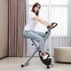 SPORTNOW Folding Exercise Bike, Quiet Stationary Bike with 8-Level Magnetic Resistance, Heart-Rate Sensor, Adjustable Seat and Wheels for Home Gym Workout, Black and Grey