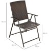 Outsunny Folding Garden Chairs Set of 2, PE Rattan Garden Dining Chairs with Armrests, High Back and Steel Frame, Weather Resistant Outdoor Dining Furniture for Patio, Balcony, Brown