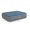 Outsunny King Size Air Bed with Built-in Pump, Inflatable Mattress with Carry Bag, Flocked Surface, Blow Up Airbed for Guest, Camping, Travel, 203 x 152 x 46cm, Blue and Grey