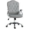Vinsetto Home Office Chair, Velvet Computer Chair, Button Tufted Backrest with Swivel Wheels, Adjustable Height and Tilt Function, Grey
