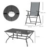 Outsunny 7 Pieces Garden Dining Set, 6 Seater Garden Furniture Set with Parasol Hole, Outdoor Dining Set with High Back Folding Chairs and Square Metal Top Table for Outdoor Patio, Grey