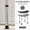 HOMCOM Height Adjustable Shower Stool, Aluminium Shower Chair, Non-Slip Bath Stool for Elderly, Disabled, Seniors, Pregnant