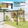 Outsunny 3 x 4m Pergola with Retractable Roof, Aluminium Frame Garden Gazebo Canopy Outdoor Sun Shade Shelter for Grill, Patio, Deck, Khaki