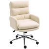 HOMCOM Home Office Chair, Upholstered Sherpa Fleece Desk Chair with Height Adjustable, Tilt Function and 360° Swivel Wheels for Home Office and Study Room, Cream White