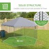 PawHut Walk in Chicken Run Chicken Coop Galvanised Outdoor Poultry Cage w/ Cover, for 10-15 Chickens, Hens, Rabbits, Ducks, 4 x 3.5 x 2.6m - Silver Tone