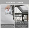 Outsunny Outdoor PE Rattan Sun Lounger, 5-Level Adjustable Backrest Wicker Outdoor Chaise Recliner, Garden Chair with 2 Wheels, Grey