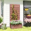 Outsunny Garden Planter with Trellis for Climbing Plants, Vines, Flowers, Freestanding Raised Bed for Garden, Outdoor, Patio, Planter Box with Drainage Gap, 72x38x150cm, Light Brown