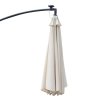 Outsunny 3(m) Banana Cantilever Parasol with Solar LED Lights, Garden Umbrella with Cross Base and Crank Handle, Hanging Offset Sun Shade for Outdoor, Patio, Cream White