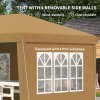 Outsunny 3 x 6m Garden Pop Up Gazebo, Height Adjustable Marquee Party Tent with Sidewalls, Storage Bag, Khaki