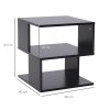 HOMCOM Side Table Square Coffee Table Modern End Table with 2 Tier Storage Shelves for Living Room, Bedroom