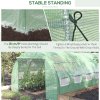 Outsunny 4 x 3 x 2 m Polytunnel Greenhouse with Roll-up Side Walls, Walk-in Grow House Tent with Steel Frame, Reinforced Cover, Zipped Door and 12 Mesh Windows for Garden, Green