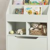 HOMCOM Kids Bookshelf with Storage Drawer, Children's Bookcase with Wheels, Toy Organiser for Bedroom, Playroom - Green
